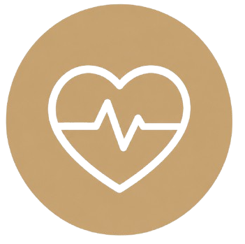 Heart with heartbeat icon in beige circle | New Essence Health